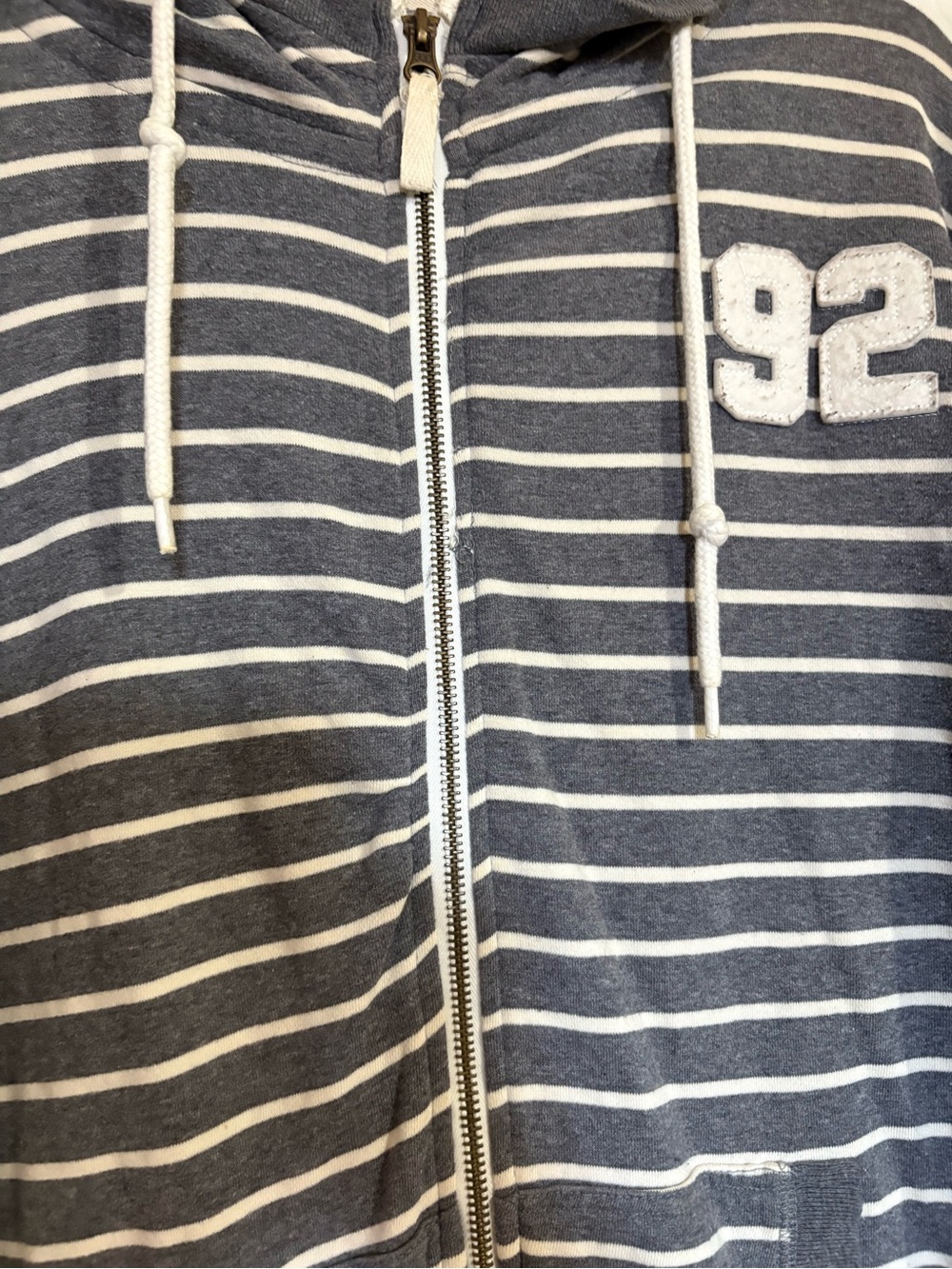 Carbon Gray&White Striped Hooded Jacket - Picture 5 of 6